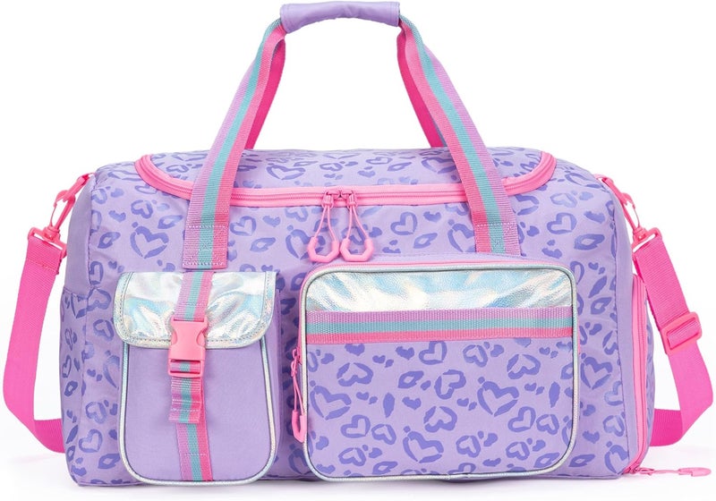 Oruiji Kids Duffle Bag Girls Women Travel Bag Gifts Overnight Bag for Girls Women Tote Sleepover Bags for Girl Gym Dance Bags with Shoes Compartment - Image 1